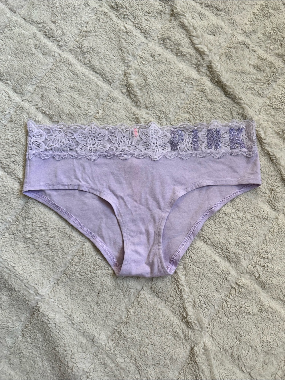 Victoria's Secret PINK | Lilac Glitter Lace Trim Hipster Panty | Size Medium